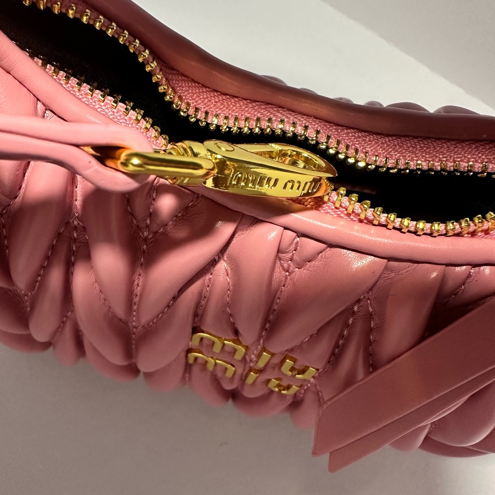 Miu Miu Pink Matelassé Mini Bag with Gold Hardware - Picture 2 of 5